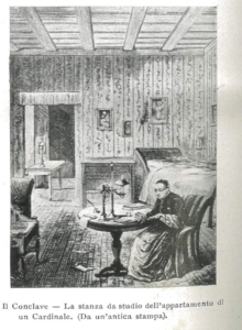 Una rappresentazione di una stanza allestita per i cardinali durante il Conclave del 1903