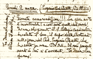 Il diario di Biagetti in cui si descrive l'elezione di Pio XII