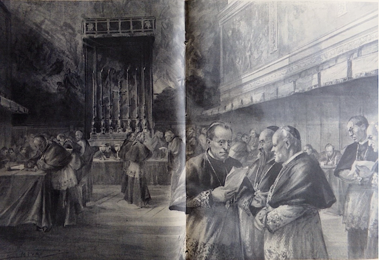 Un illustrazione tratta da La Domenica del Corriere 11 Marzo 1939 Pio XII Pacelli