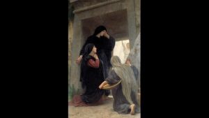 William Adolphe Bouguereau, Le sante donne al sepolcro, particolare della fig.15, 1890, olio su tela, 260 × 160 cm, Royal Museum of Fine Arts, Anversa, Belgio.