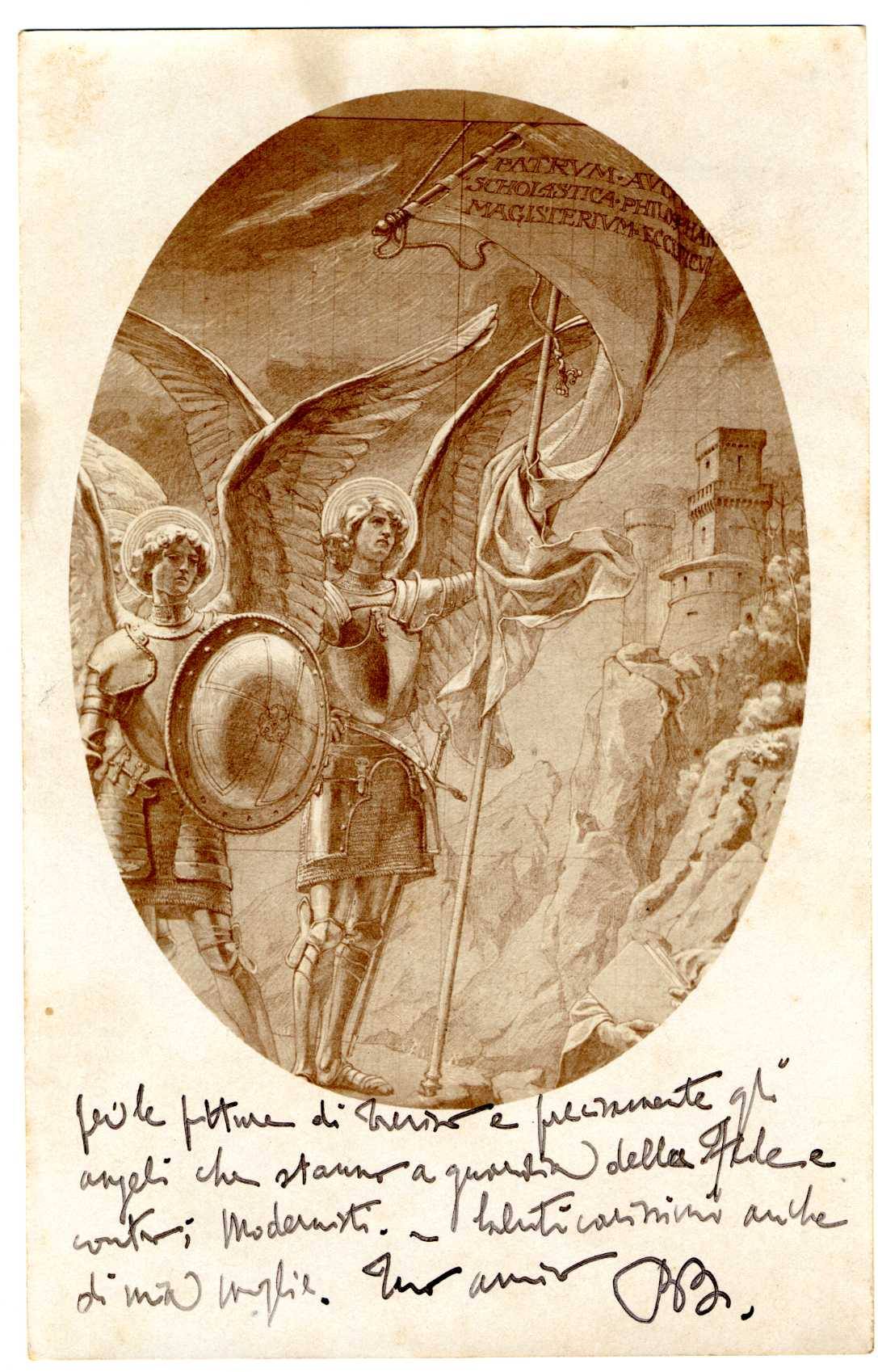 Un disegno di Biagetti con dedica a Celso Costantini