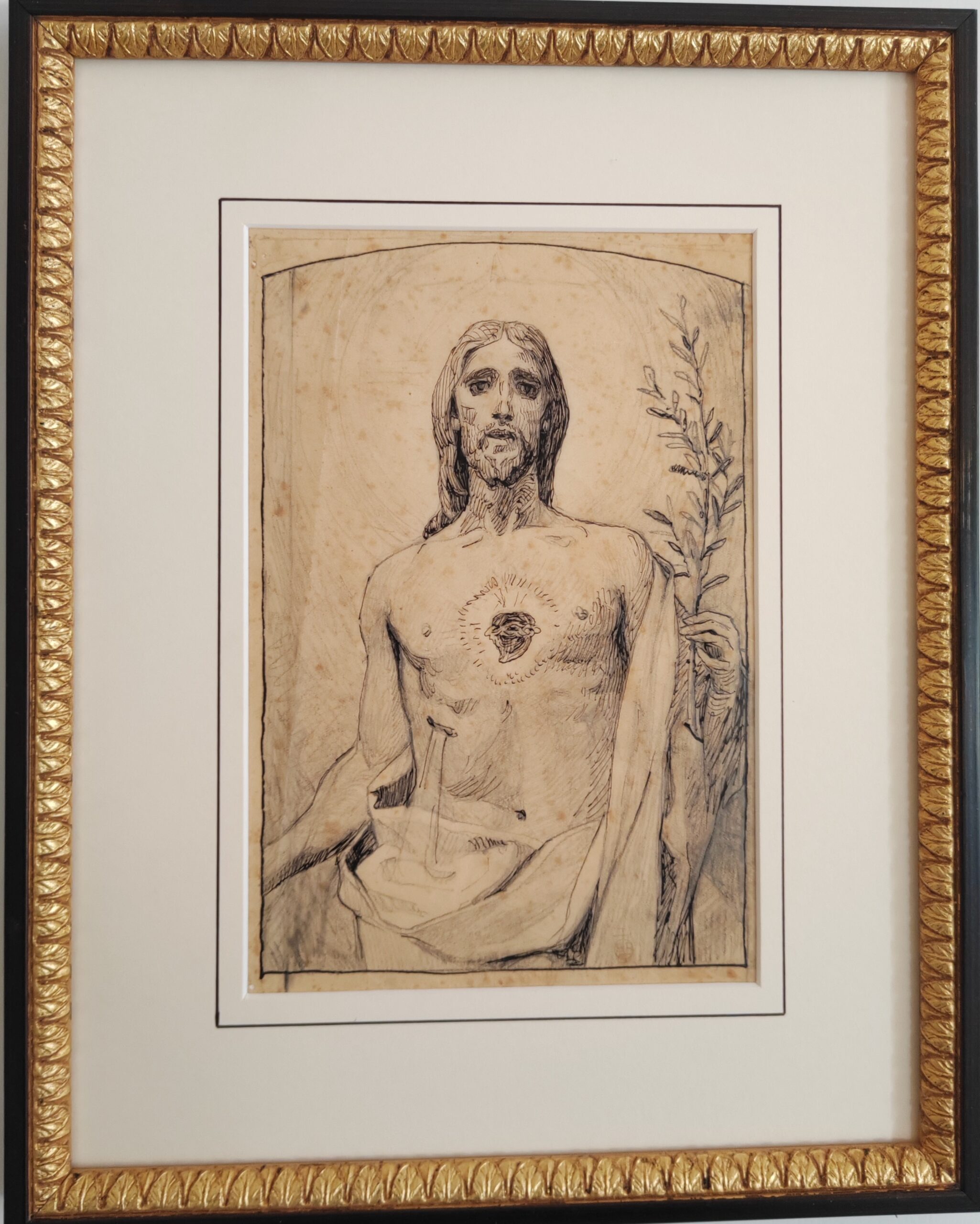 Biagio Biagetti, Sacro Cuore, disegno a china su velina, ante 1919 (?), collezione privata