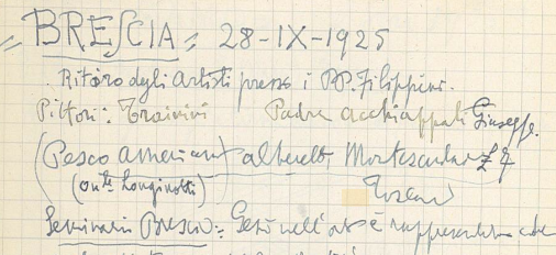 Dal taccuino di Biagio Biagetti a Brescia nel 1925