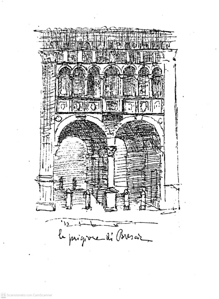 La prigione di Brescia - disegno di Biagio Biagetti - penna su carta - 1898