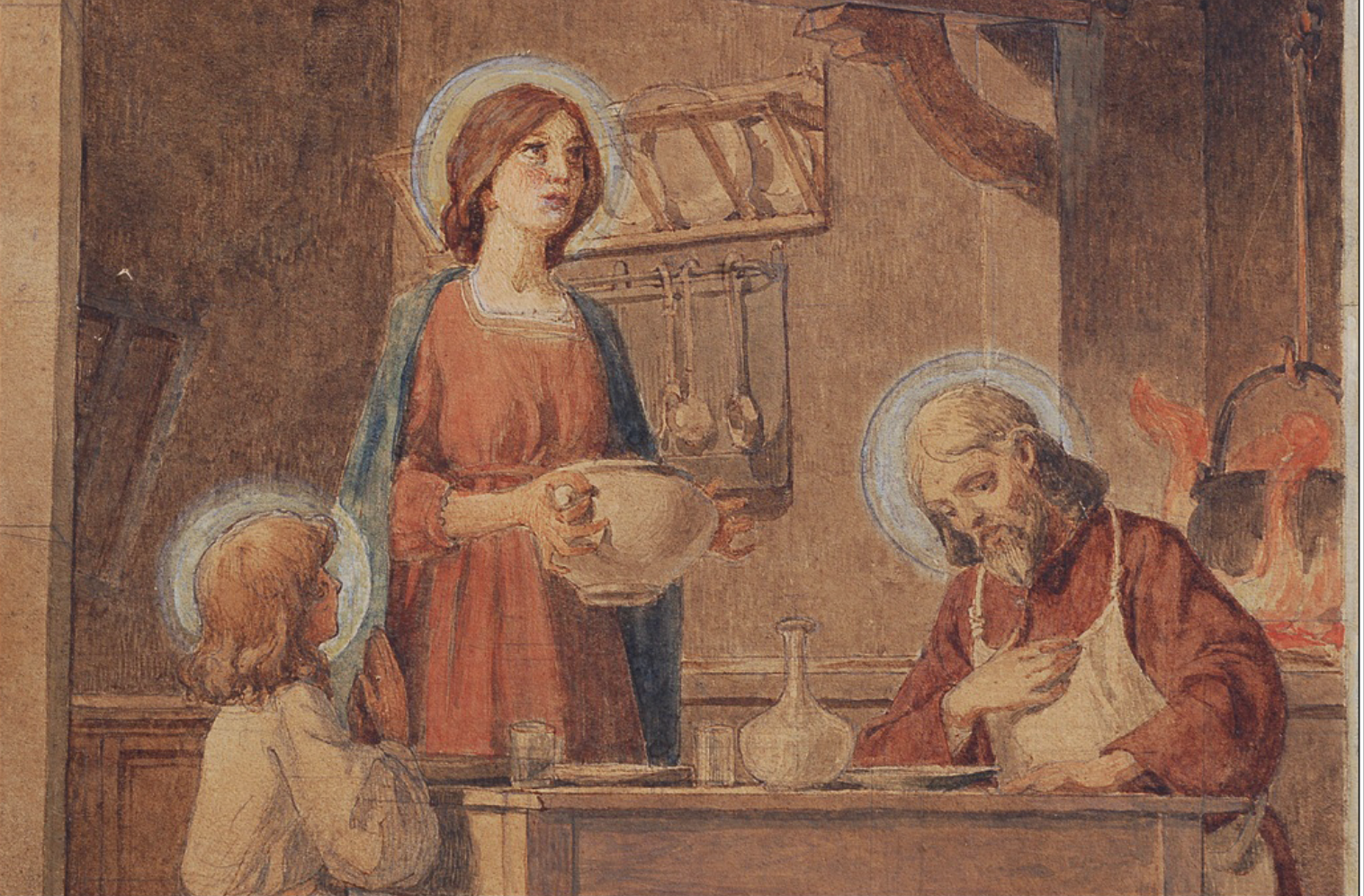 B. Biagetti, la Sacra Famiglia, bozzetto per gli affreschi di casa Lucangeli, collezione privata